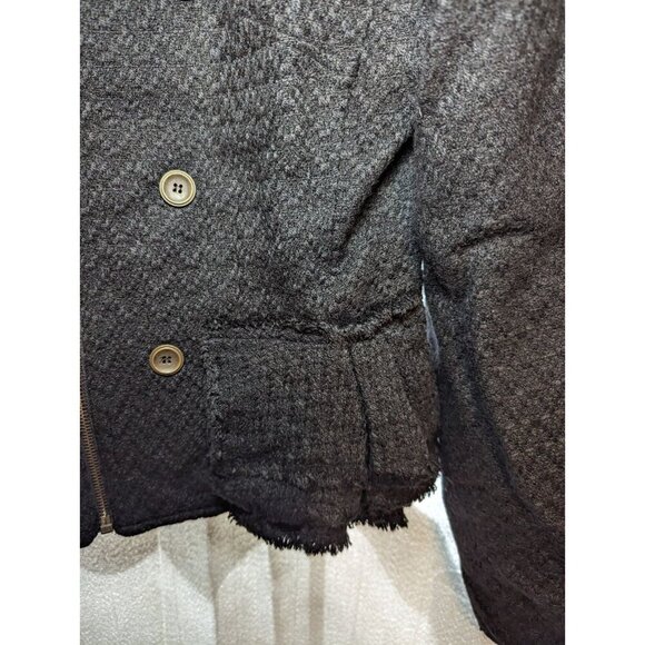 Worthington Black Tweed Zip Up Ruffled Peplum Jacket Women's Size Medium - Picture 2 of 16